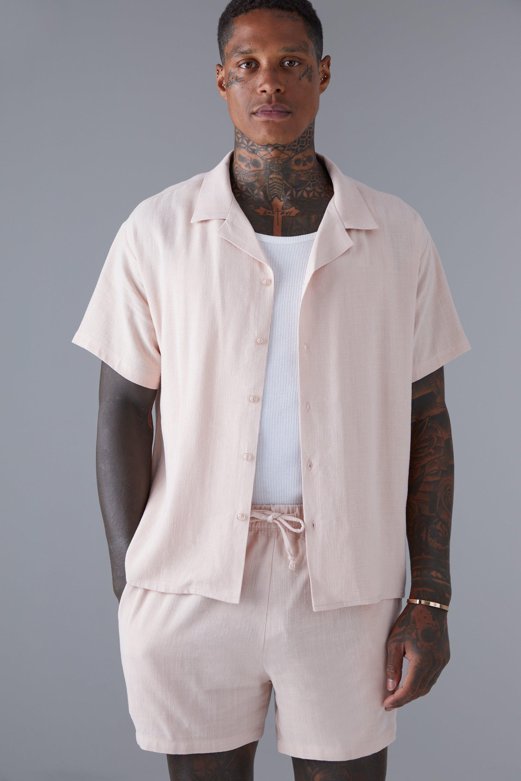 Boxy Linen Shirt And Mid Length Short Set boohoo